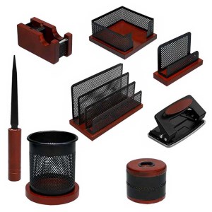 شهاب تحریر ست رومیزی چوب و فلز 8 تکه با کازیه