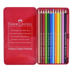 فابر کاستل FABER CASTELL مداد رنگی 12 رنگ فلزی تخت