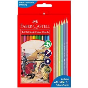 فابرکاستل مداد رنگی 12+6 رنگ پاستل 5464