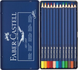 فابر کاستل FABER CASTELL مداد رنگی 12 رنگ گریپ فلزی تخت